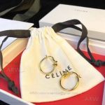 AAA Replica Celine Yellow Gold Circle Earrings - 925 Silver 